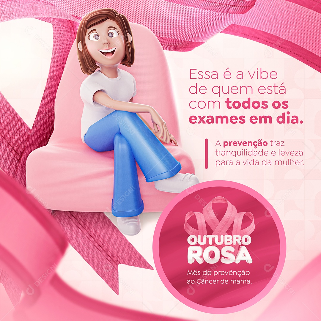 Prevenção é Vida Se Cuida Mulher Outubro Rosa Prevenção Ao Câncer De Mama Social Media PSD Editável
