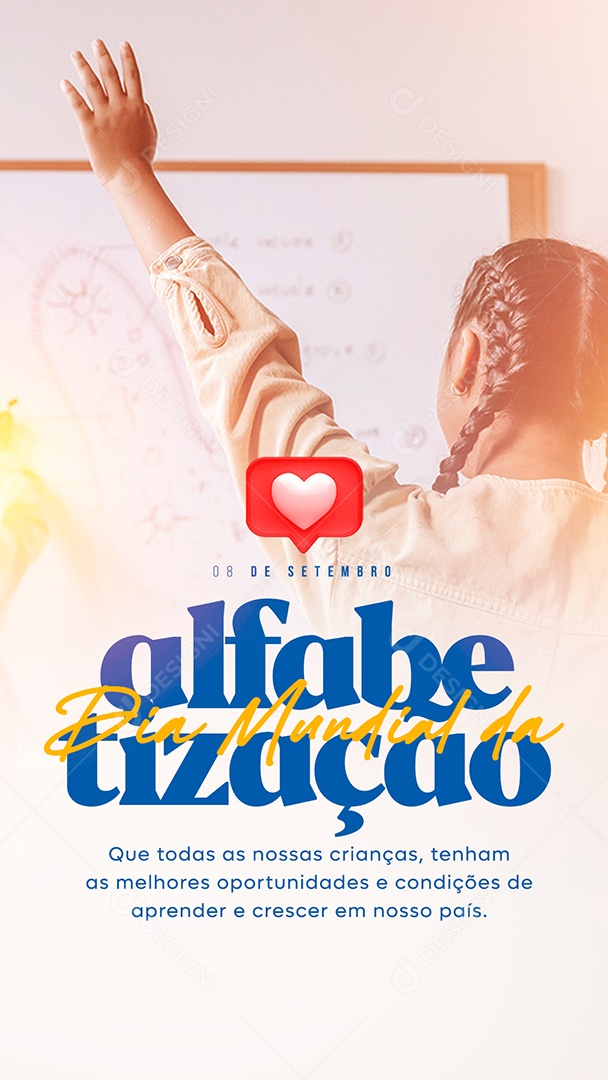 Story Que todas as nossas crianças Dia Mundial da Alfabetização Social Media PSD Editável