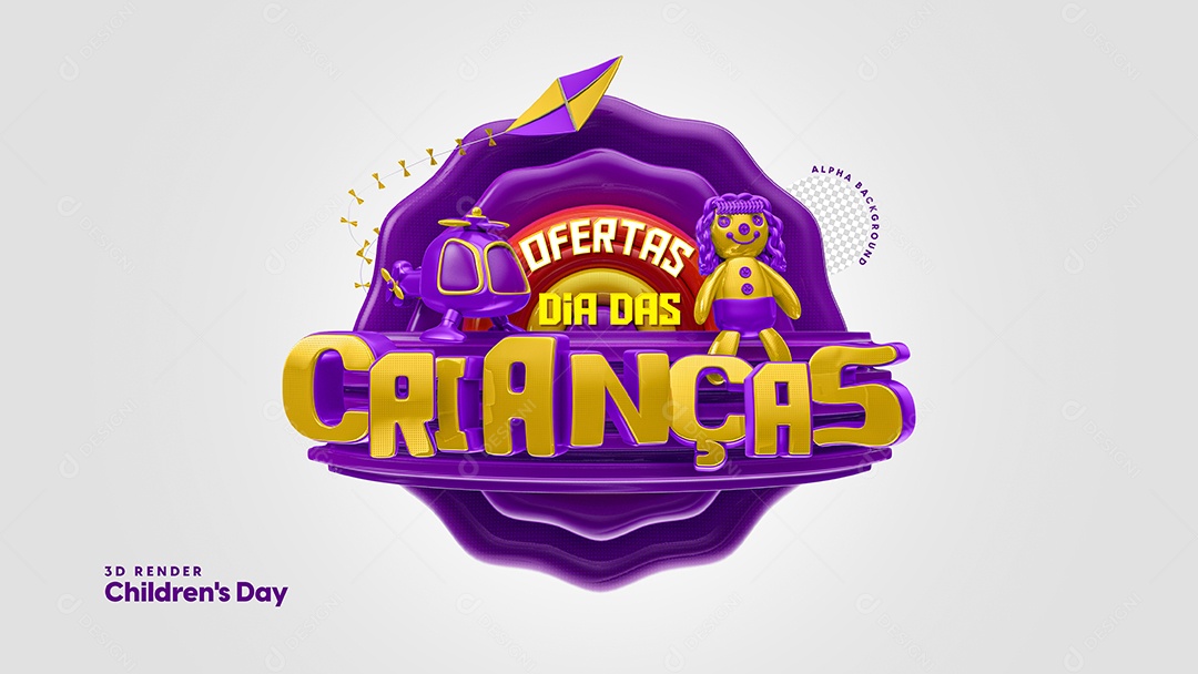 Selo 3D Para Composição Ofertas Dia Das Crianças Data Comemorativa PSD