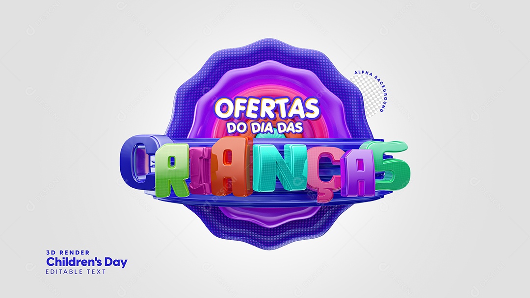 Selo 3D Para Composição Ofertas Dia Das Crianças Data Comemorativa PSD