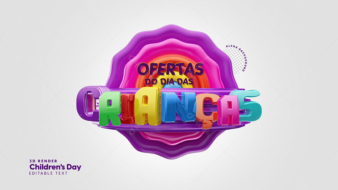 Selo 3D Para Composição Ofertas Dia Das Crianças Data Comemorativa PSD