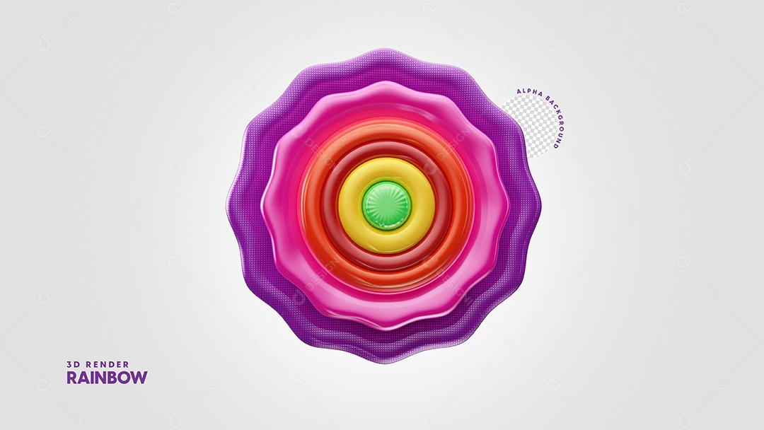 Elemento 3D Para Composição Circulo Colorido Rosa Roxo e Amarelo PSD