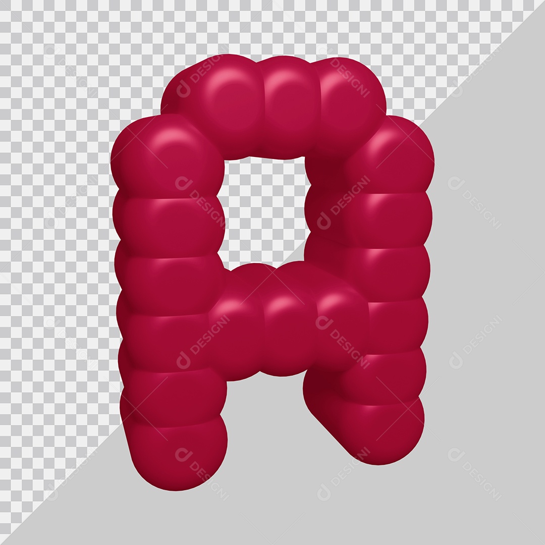 letra A Vermelha 3D Texturizadas Para composição PSD
