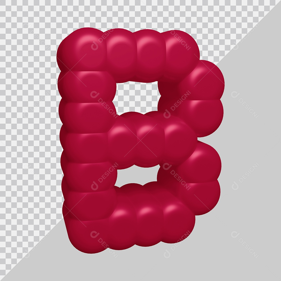 letra B Vermelha 3D Texturizadas Para composição PSD