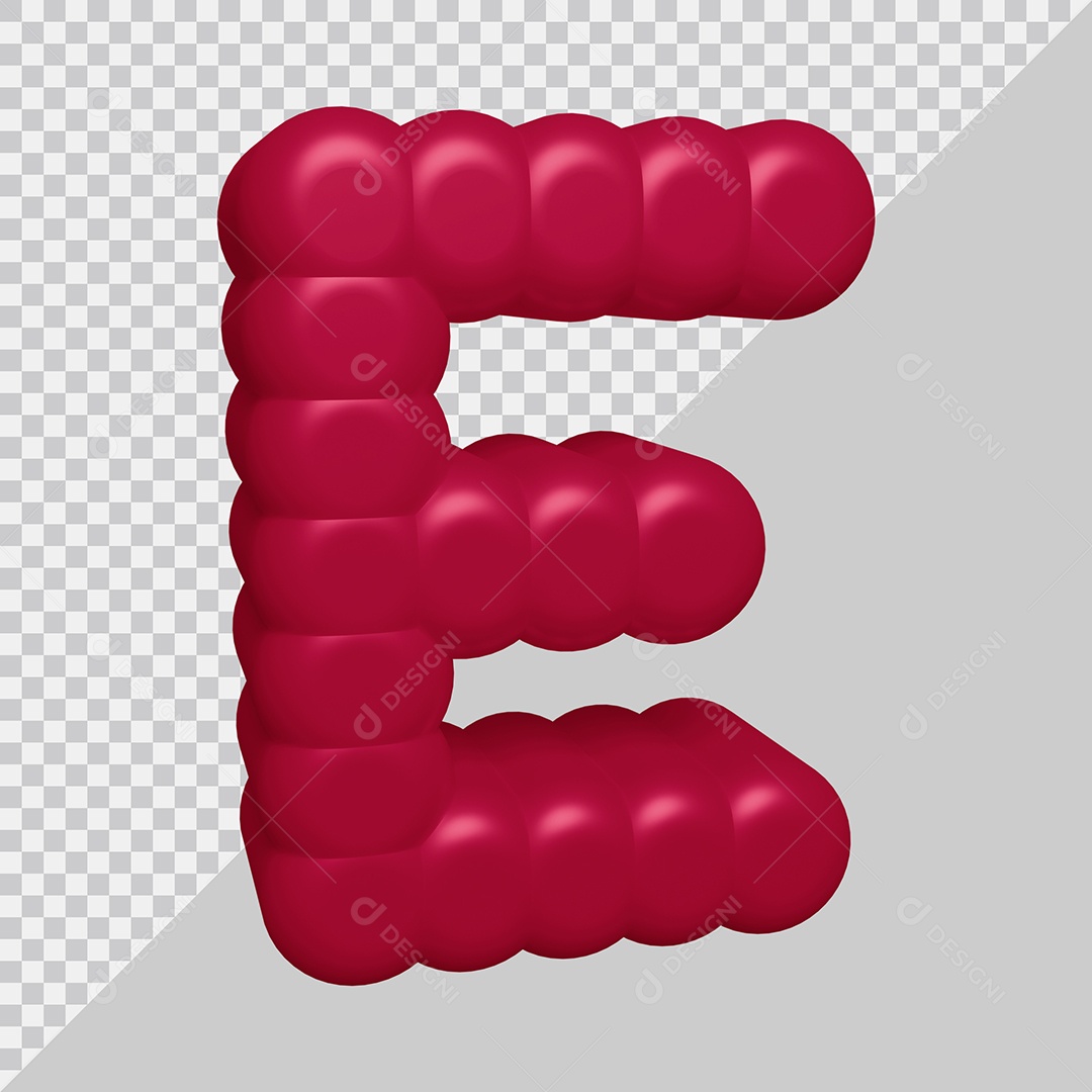 letra E Vermelha 3D Texturizadas Para composição PSD