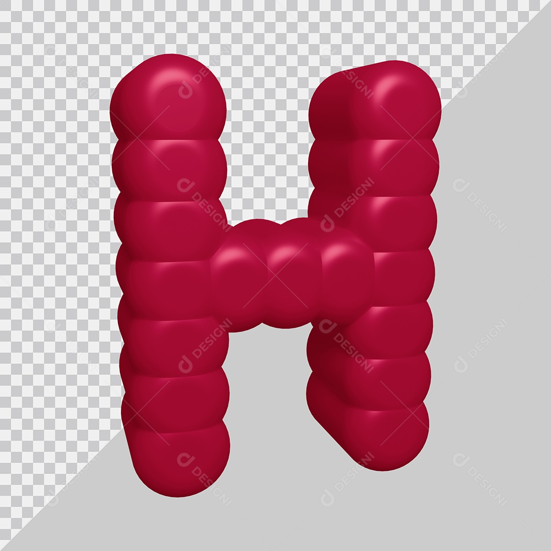 letra H Vermelha 3D Texturizadas Para composição PSD
