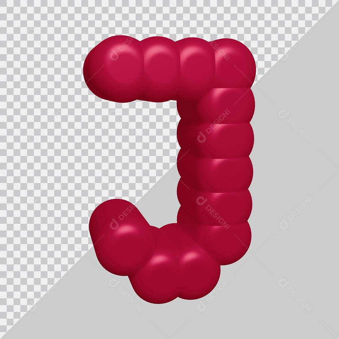 letra J Vermelha 3D Texturizadas Para composição PSD