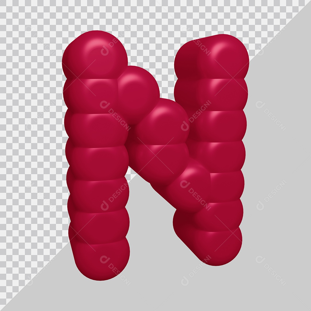 letra N Vermelha 3D Texturizadas Para composição PSD