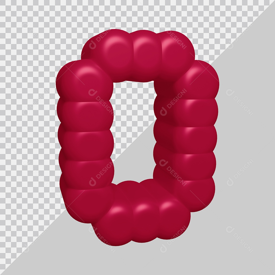 letra O Vermelha 3D Texturizadas Para composição PSD