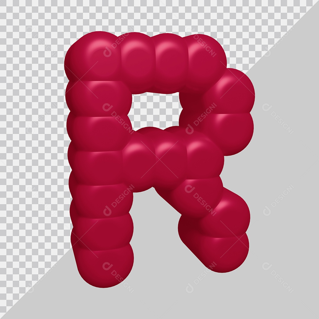 letra R Vermelha 3D Texturizadas Para composição PSD