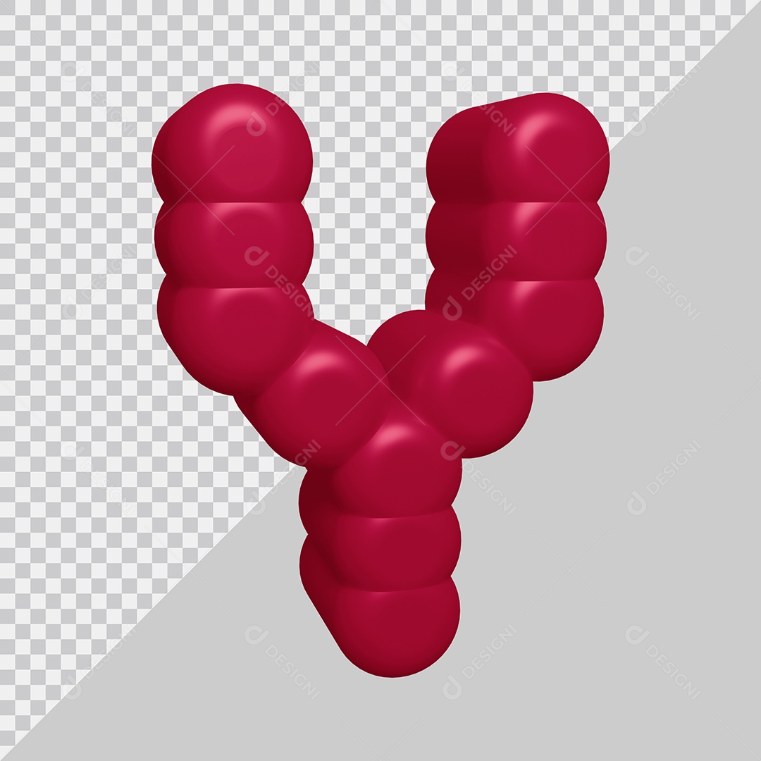 letra Y Vermelha 3D Texturizadas Para composição PSD