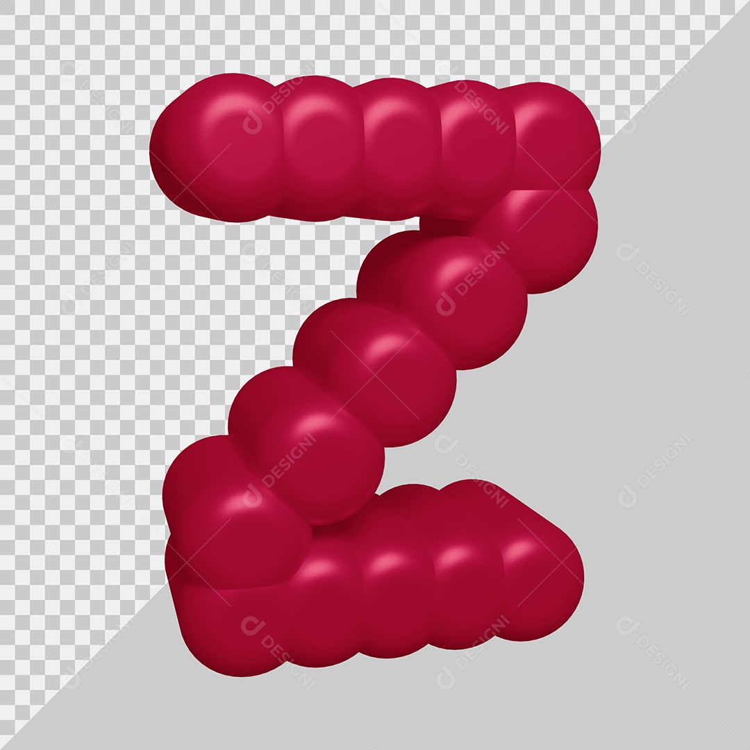 letra Z Vermelha 3D Texturizadas Para composição PSD