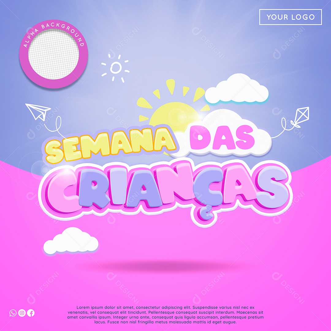 Social Media Semana das Crianças PSD Editável