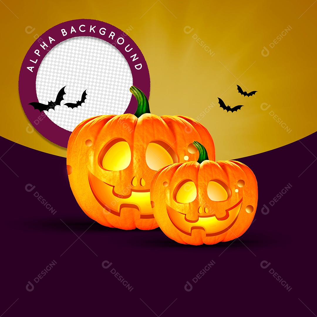 Abobora de Halloween Elemento 3D PSD