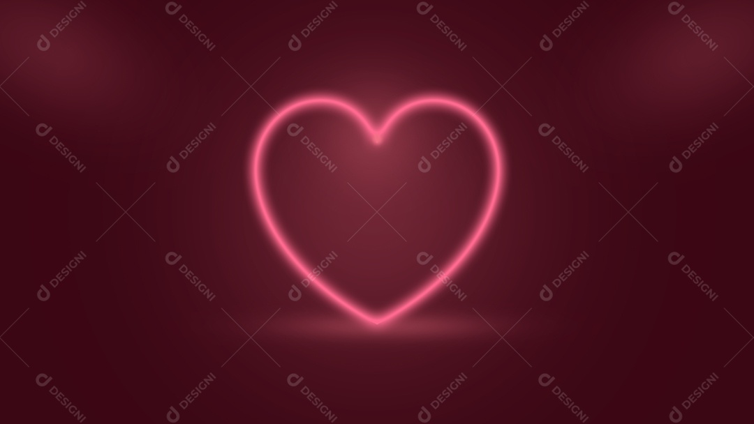 background coração neon em fundo vermelho e rosa