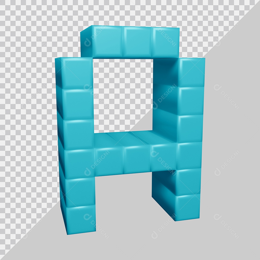 letra A Azul 3D Texturizadas Quadrada Para composição PSD