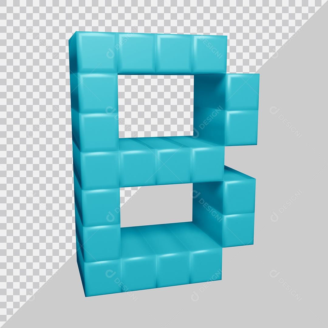 letra B Azul 3D Texturizadas Quadrada Para composição PSD