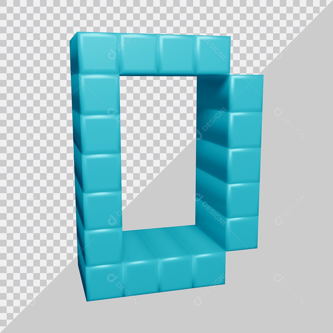 letra D Azul 3D Texturizadas Quadrada Para composição PSD