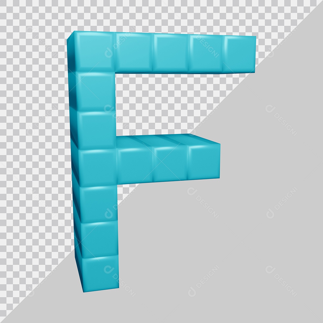 letra F Azul 3D Texturizadas Quadrada Para composição PSD
