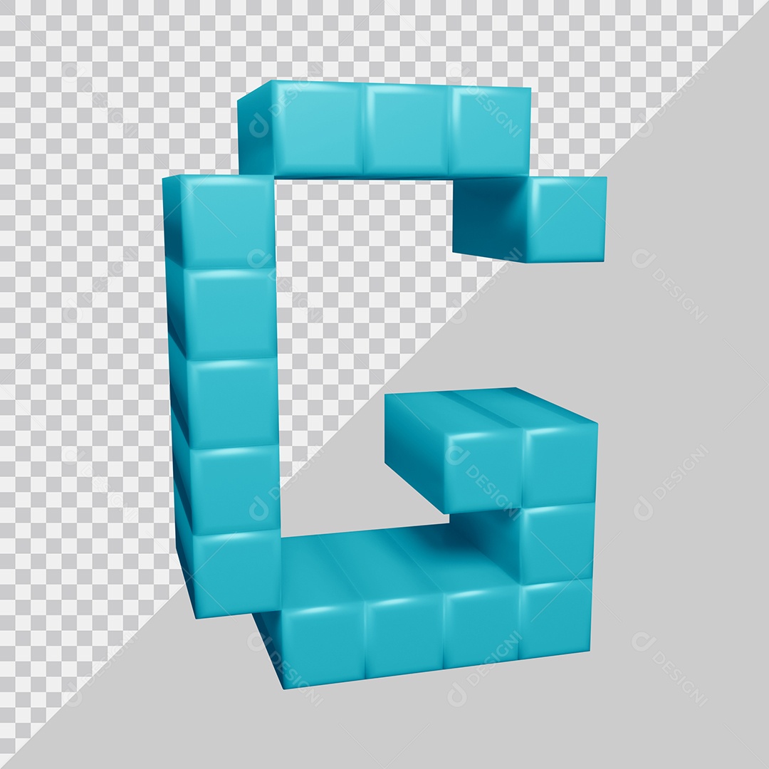 letra G Azul 3D Texturizadas Quadrada Para composição PSD