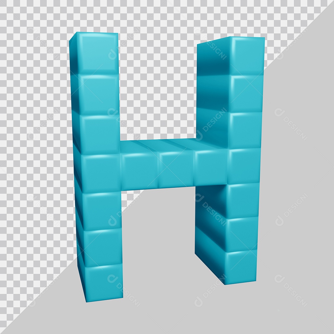 letra H Azul 3D Texturizadas Quadrada Para composição PSD