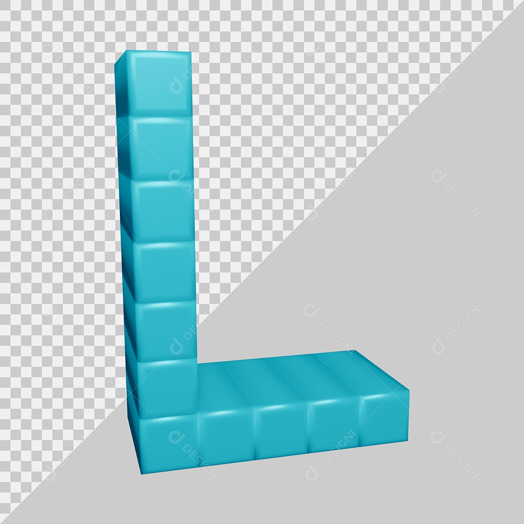 letra L Azul 3D Texturizadas Quadrada Para composição PSD