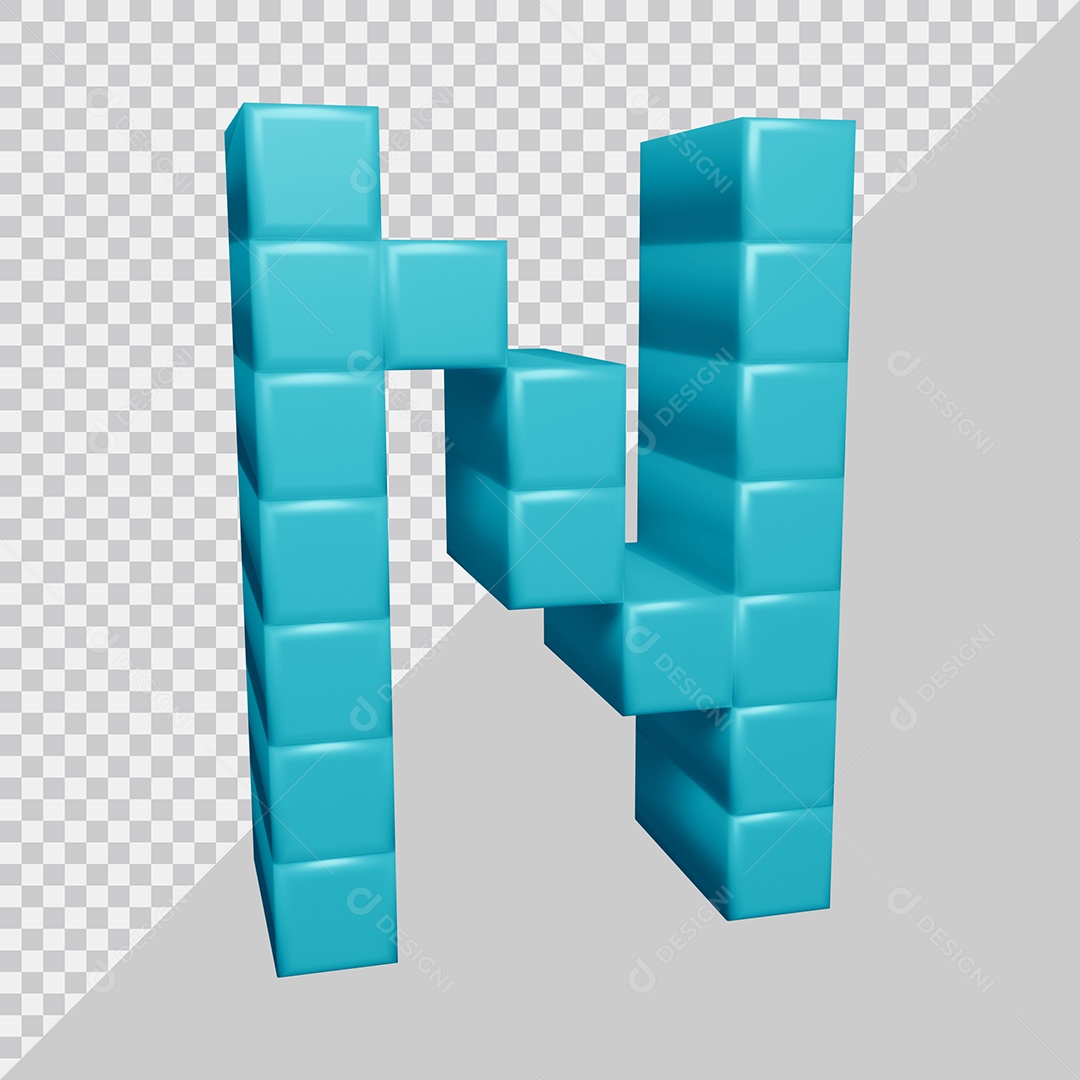 letra N Azul 3D Texturizadas Quadrada Para composição PSD