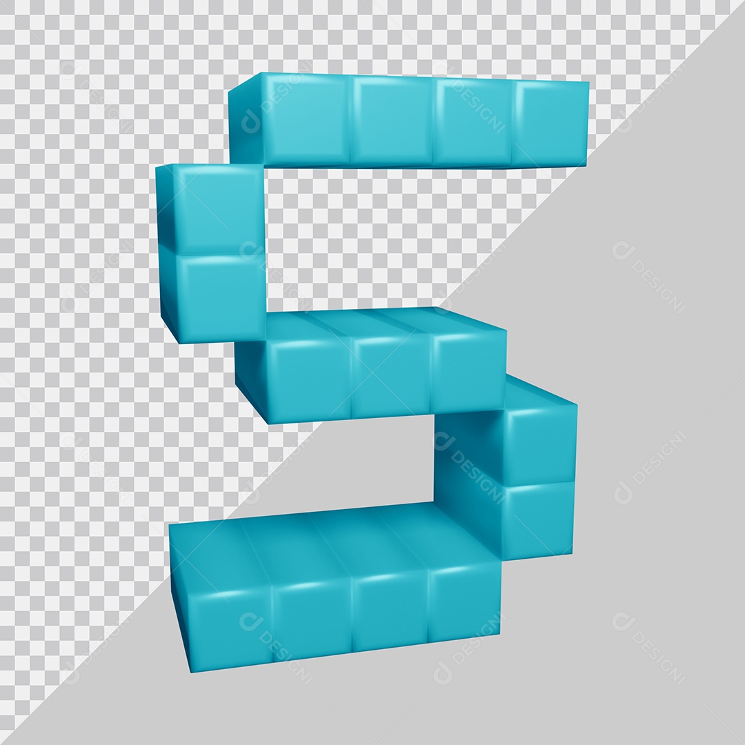 letra S Azul 3D Texturizadas Quadrada Para composição PSD