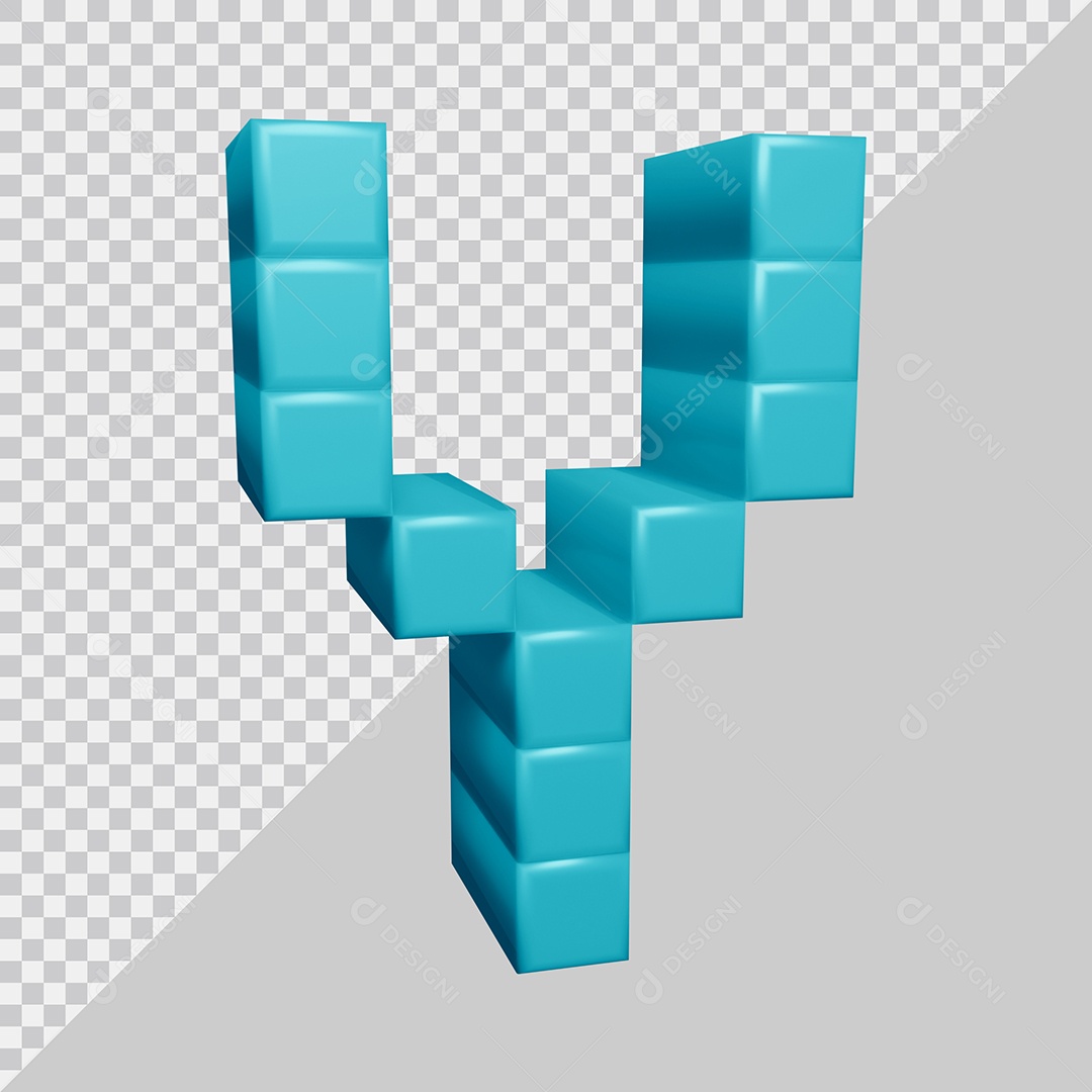 letra Y Azul 3D Texturizadas Quadrada Para composição PSD
