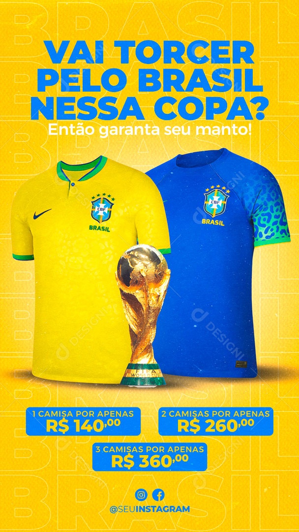 Go Support Brazil In This Cup So Don't Be Without The Manto Social Media Editable PSD
