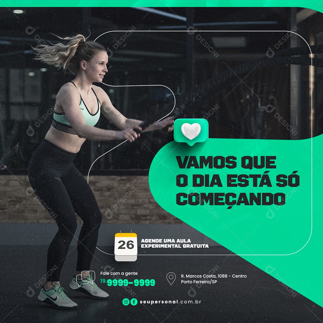 Vamos que o dia está só começando Personal Trainer Social Media PSD Editável
