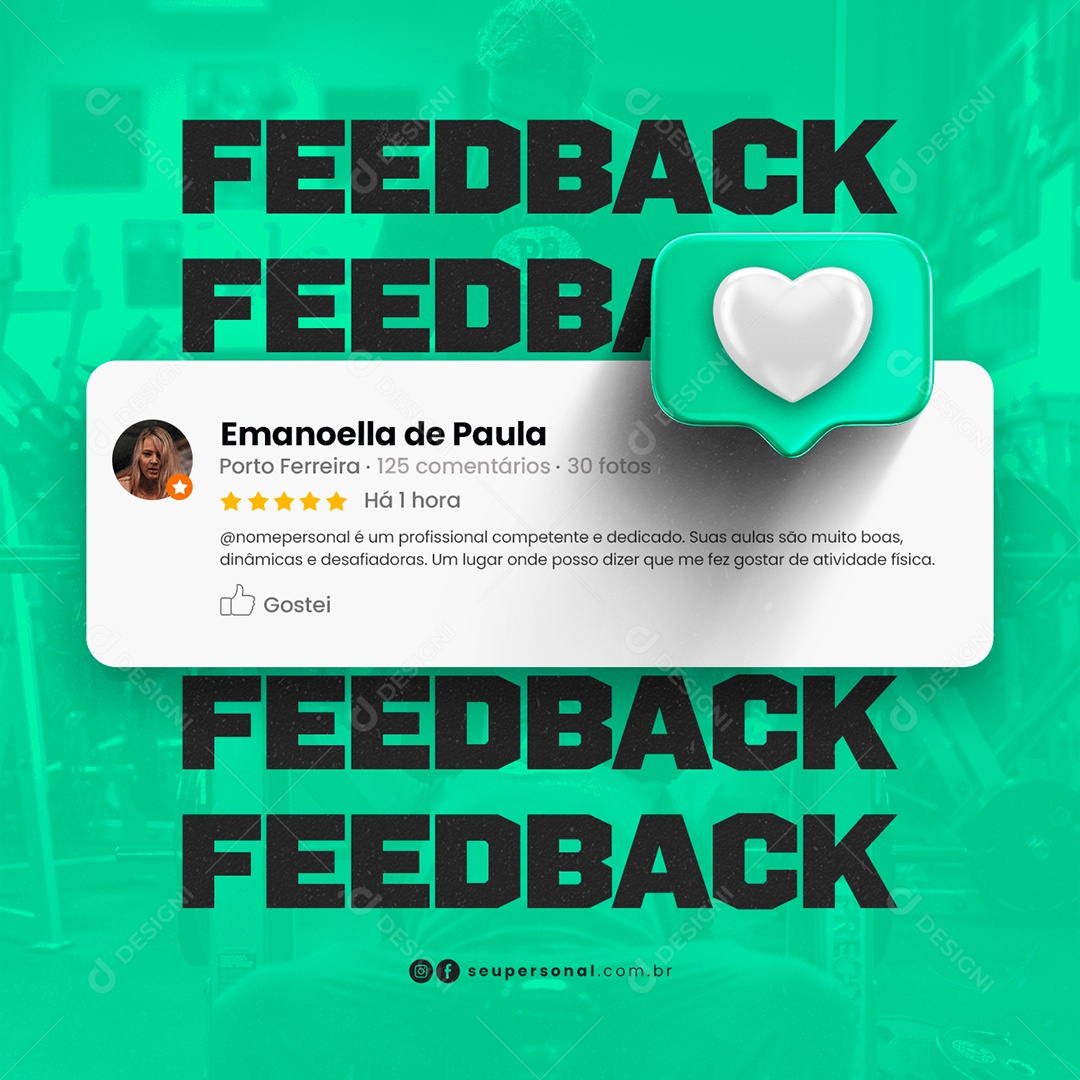 Feedback é um profissional competente Personal Trainer Social Media PSD Editável