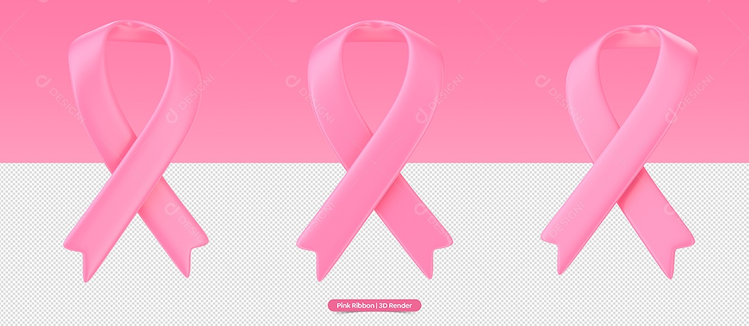 Laços Rosa Ilustração 3D para Composição PSD