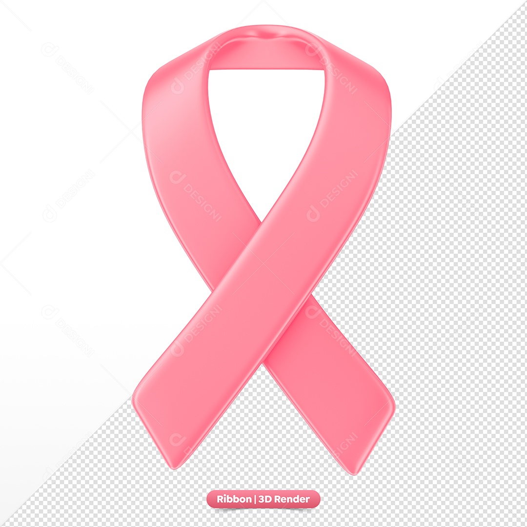 Laço Rosa 3D Elemento para Composição PSD