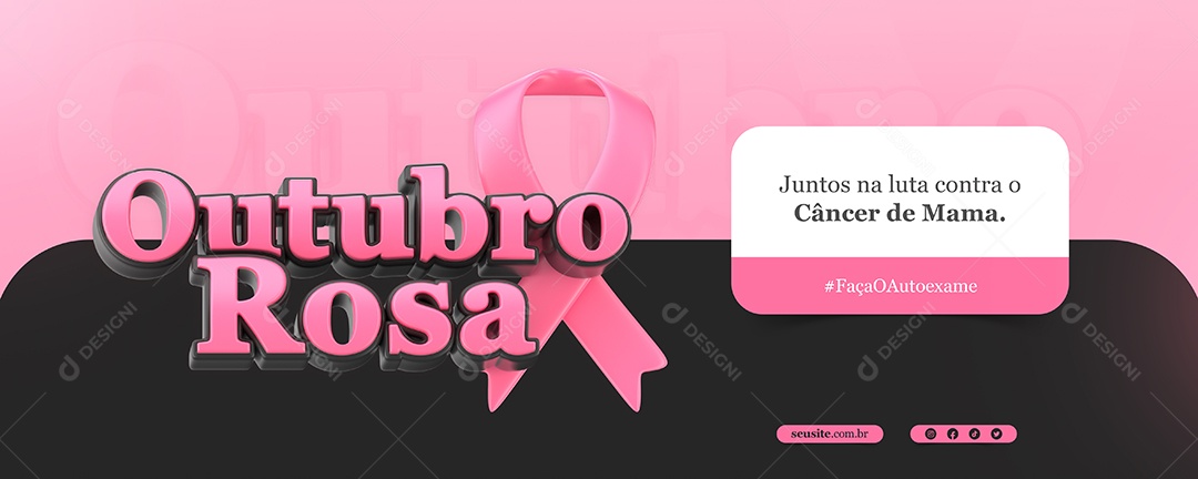 Banner Juntos na luta contra o Câncer de Mama Outubro Rosa Social Media PSD Editável