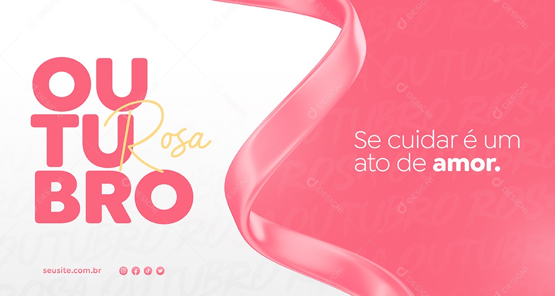 Banner Se cuidar é um ato de amor Outubro Rosa Social Media PSD Editável