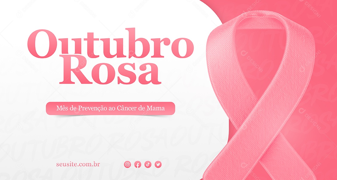 Banner Mês de prevenção ao câncer de mama Outubro Rosa Social Media PSD Editável