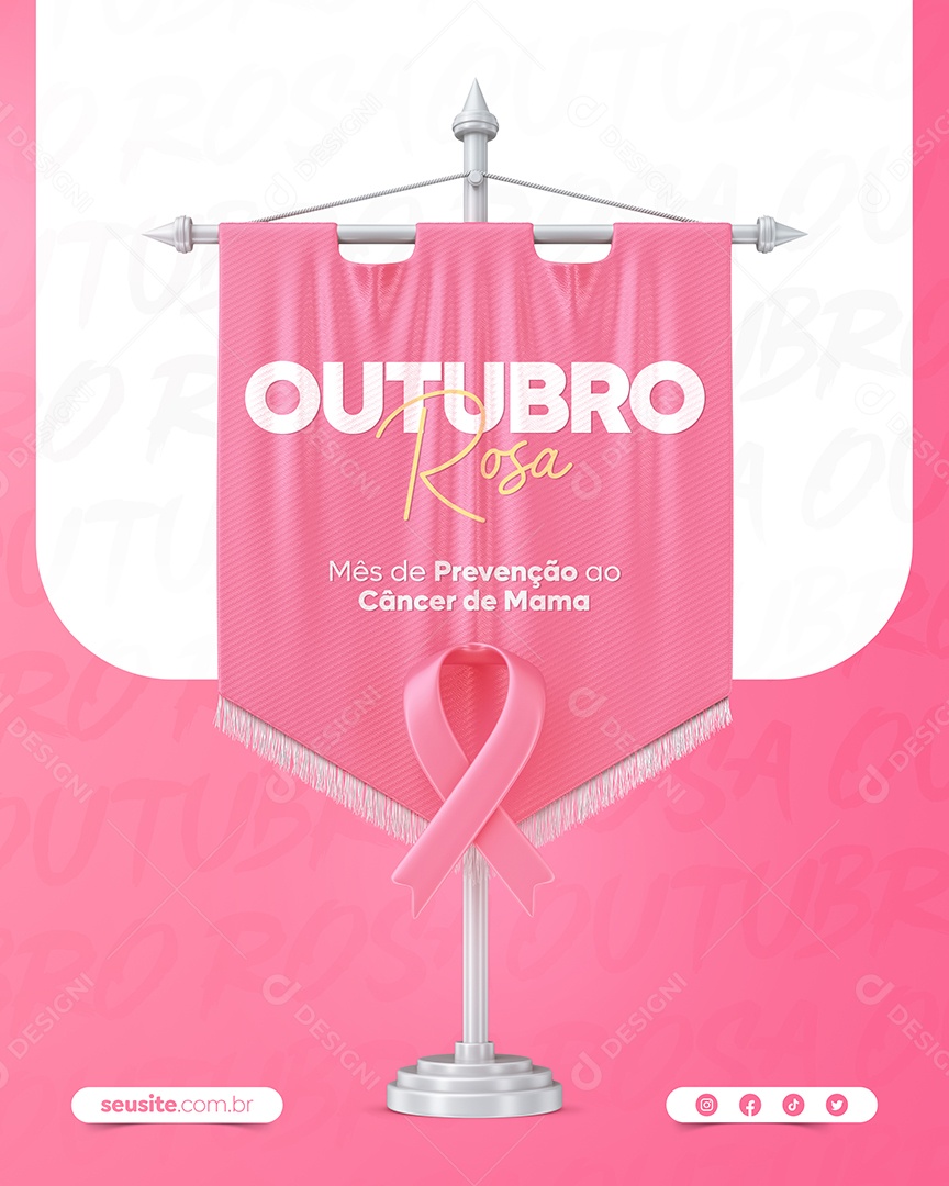 Mês de prevenção ao câncer de mama Outubro Rosa Social Media PSD Editável
