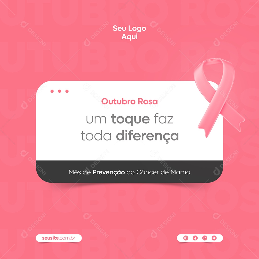 Um toque faz toda diferença Outubro Rosa Social Media PSD Editável