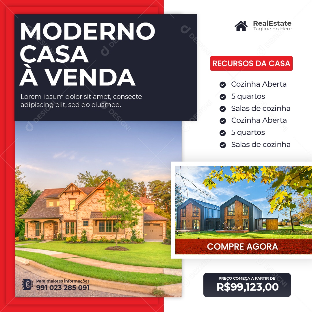 Social Media Imobiliárias Moderna Casa à Venda PSD Editável