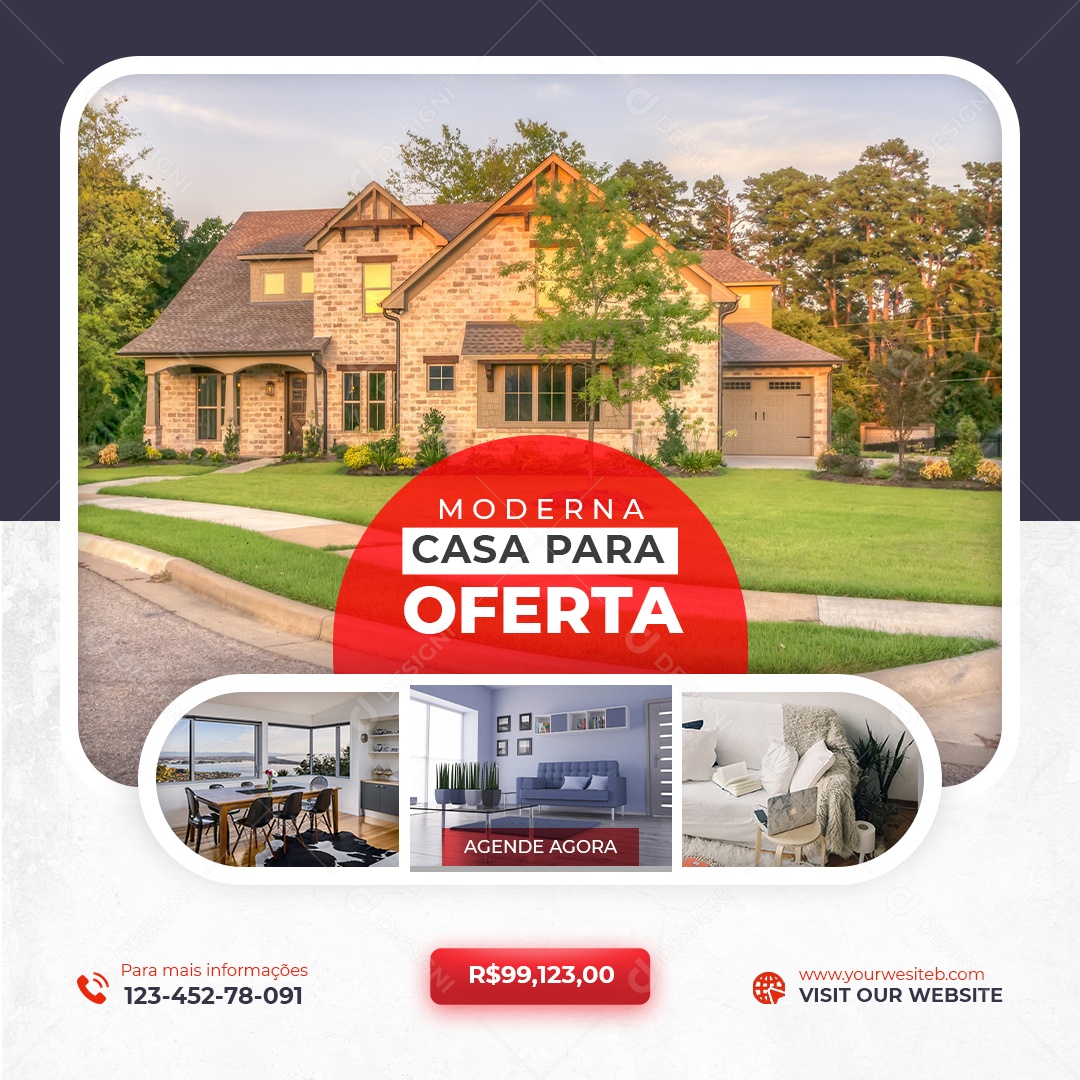 Social Media Imobiliárias Moderna Casa à Oferta PSD Editável