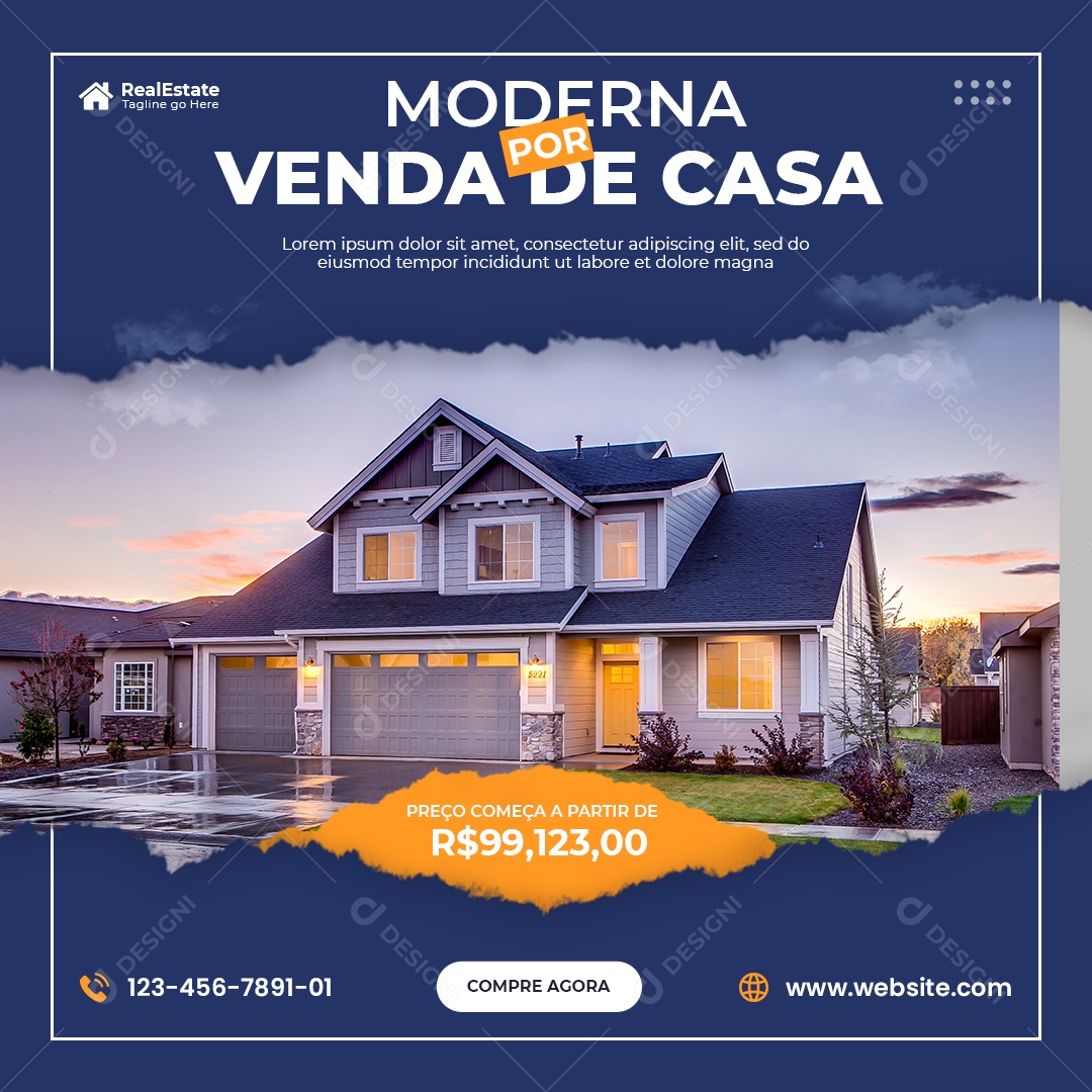 Social Media Imobiliárias Moderna Casa Por Venda PSD Editável