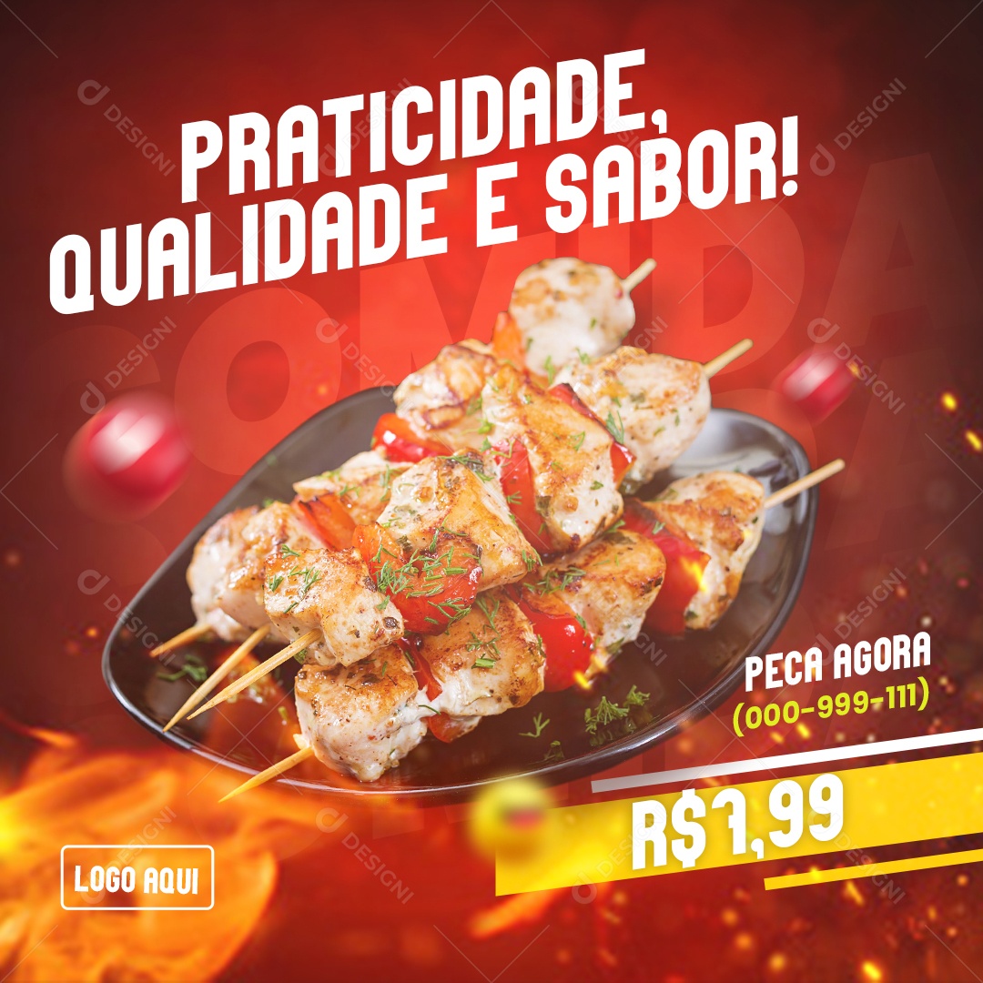 Social Media Comida Japonesa Praticidade Qualidade e Sabor PSD Editável