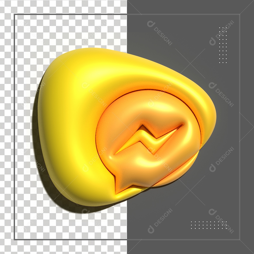 Ícone 3D Messenger Dourado Elemento Para Composição PSD