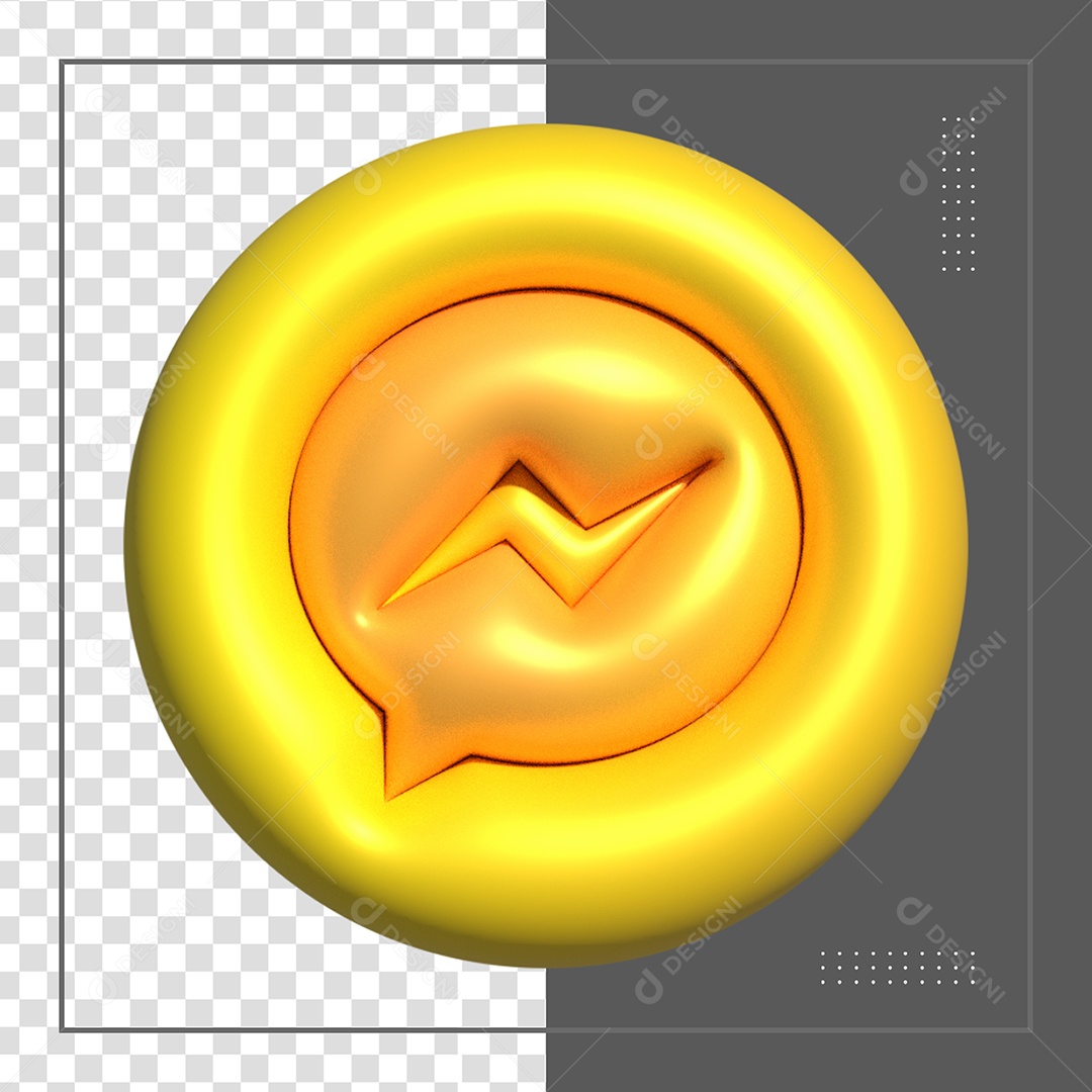 Ícone 3D Messenger Dourado Elemento Para Composição PSD