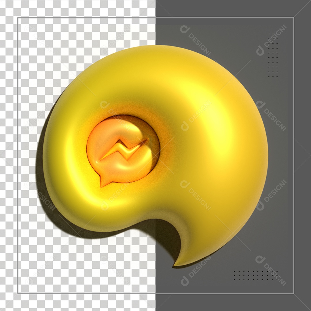Ícone 3D Messenger Dourado Elemento Para Composição PSD