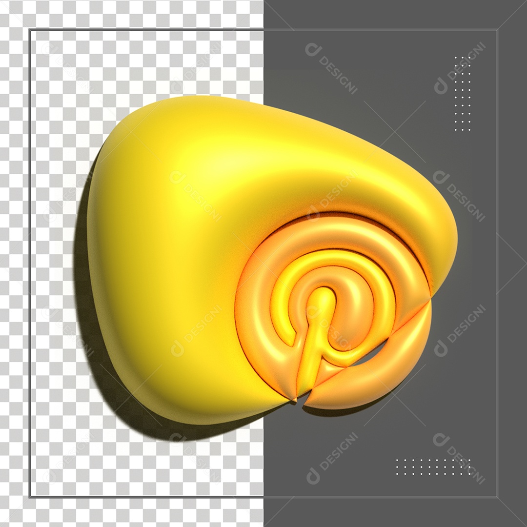 Ícone 3D Pinterest Dourado Elemento Para Composição PSD