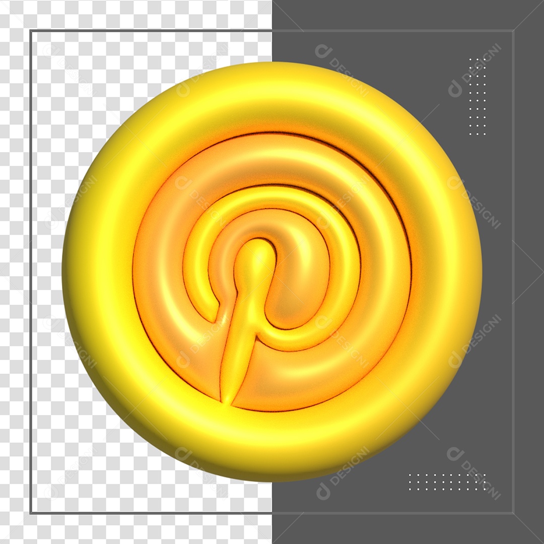 Ícone 3D Pinterest Dourado Elemento Para Composição PSD