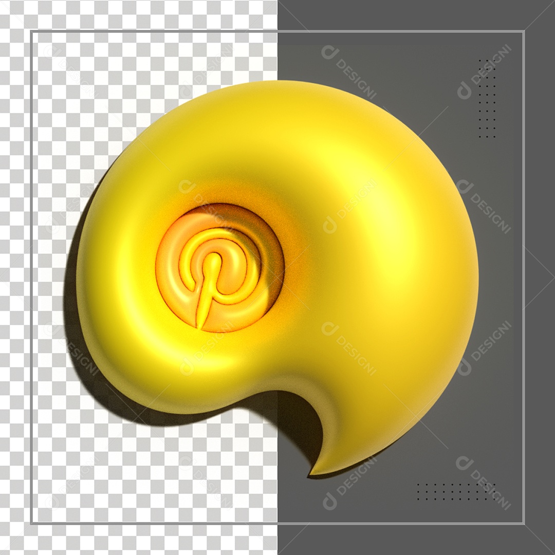 Ícone 3D Pinterest Dourado Elemento Para Composição PSD