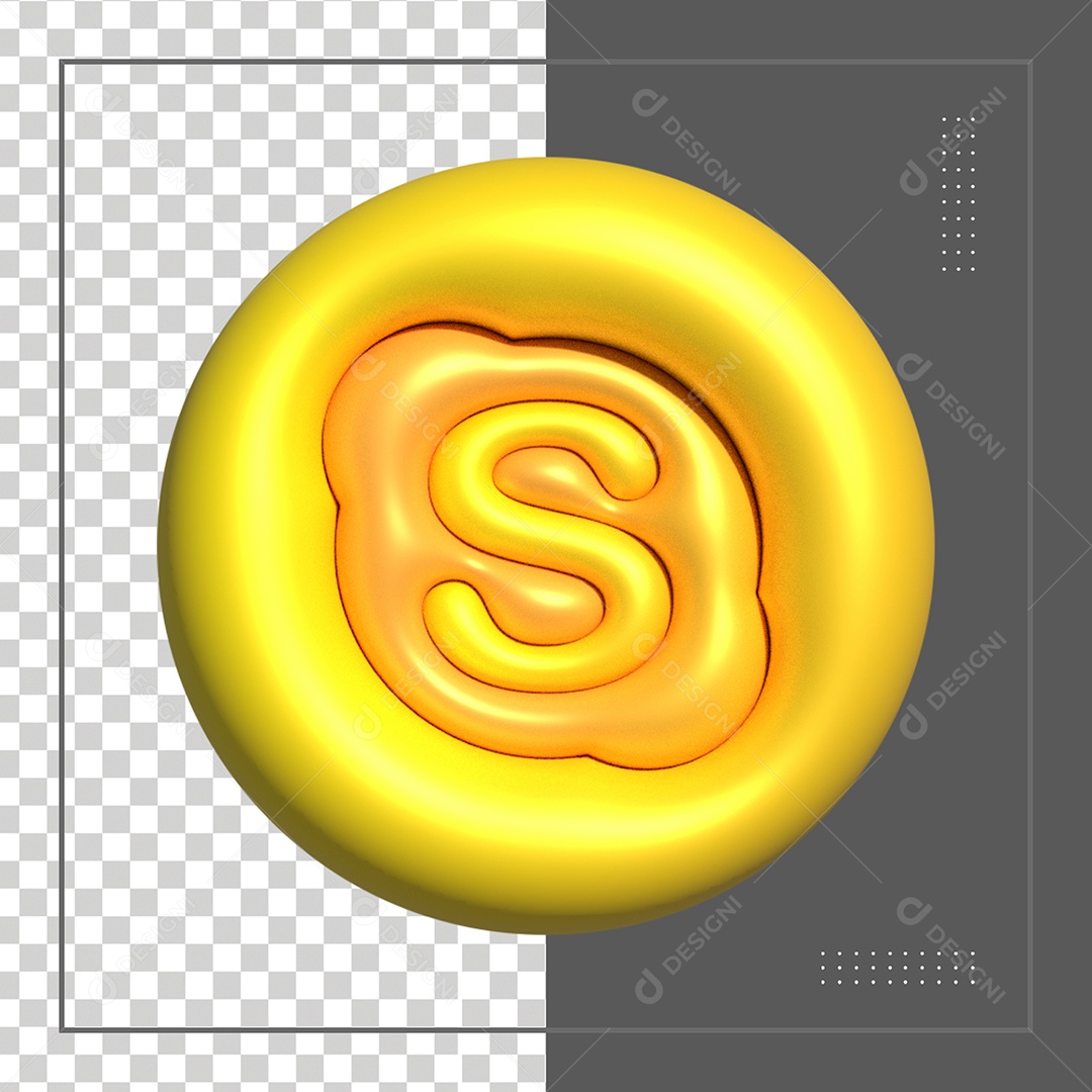Ícone 3D Skype Dourado Elemento Para Composição PSD